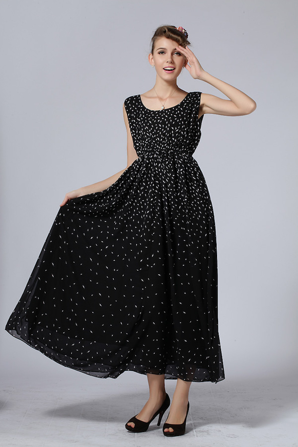 WD7665 Elegant Dress With Cloak Black