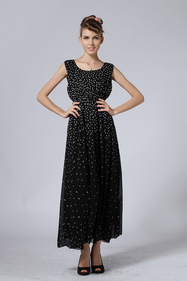 WD7665 Elegant Dress With Cloak Black