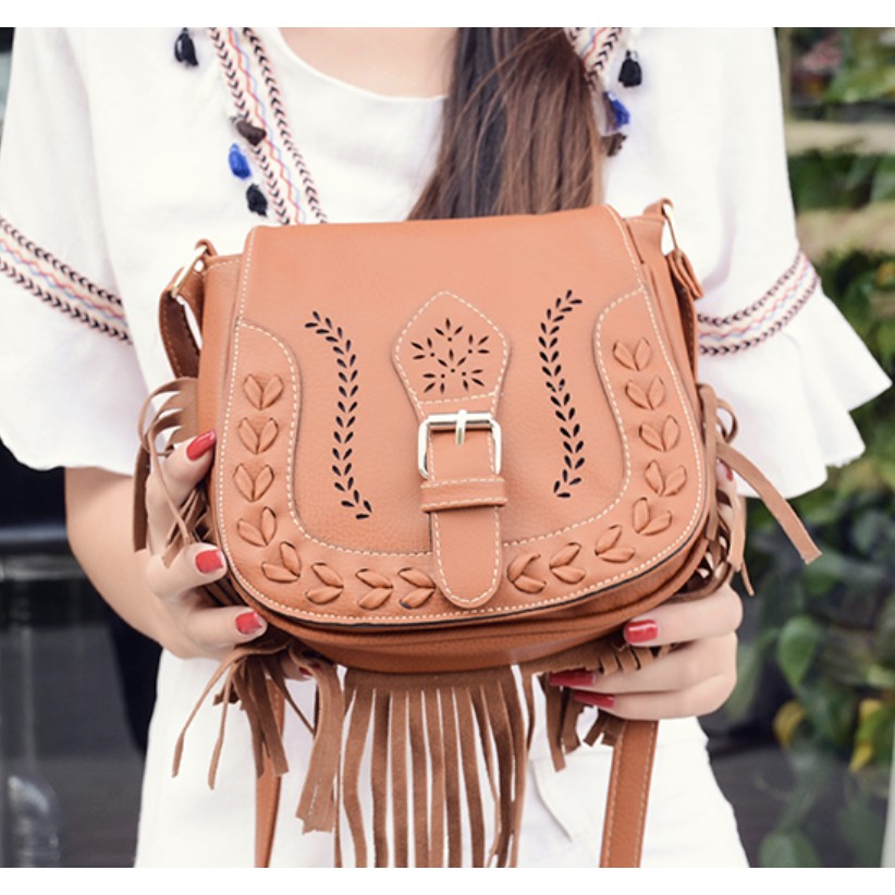 KW80373 Casual Vintage Sling Bag Light Brown