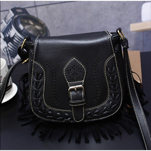 KW80373 Casual Vintage Sling Bag Black