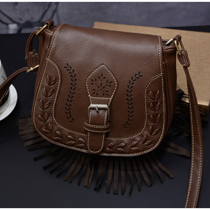 KW80373 Casual Vintage Sling Bag Dark Brown