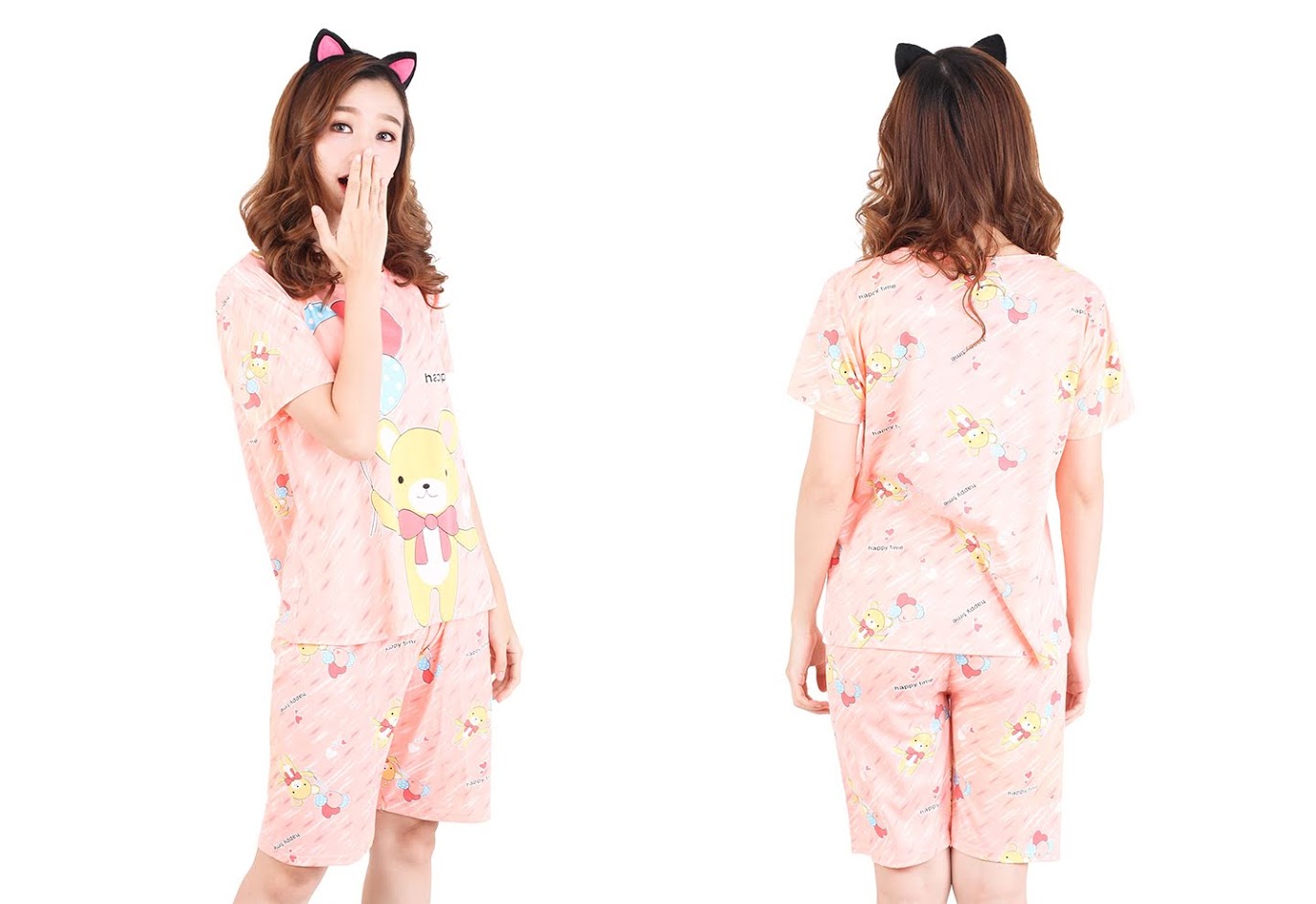 QA-471 Cute Cartoon Sleepwear Peach Bear