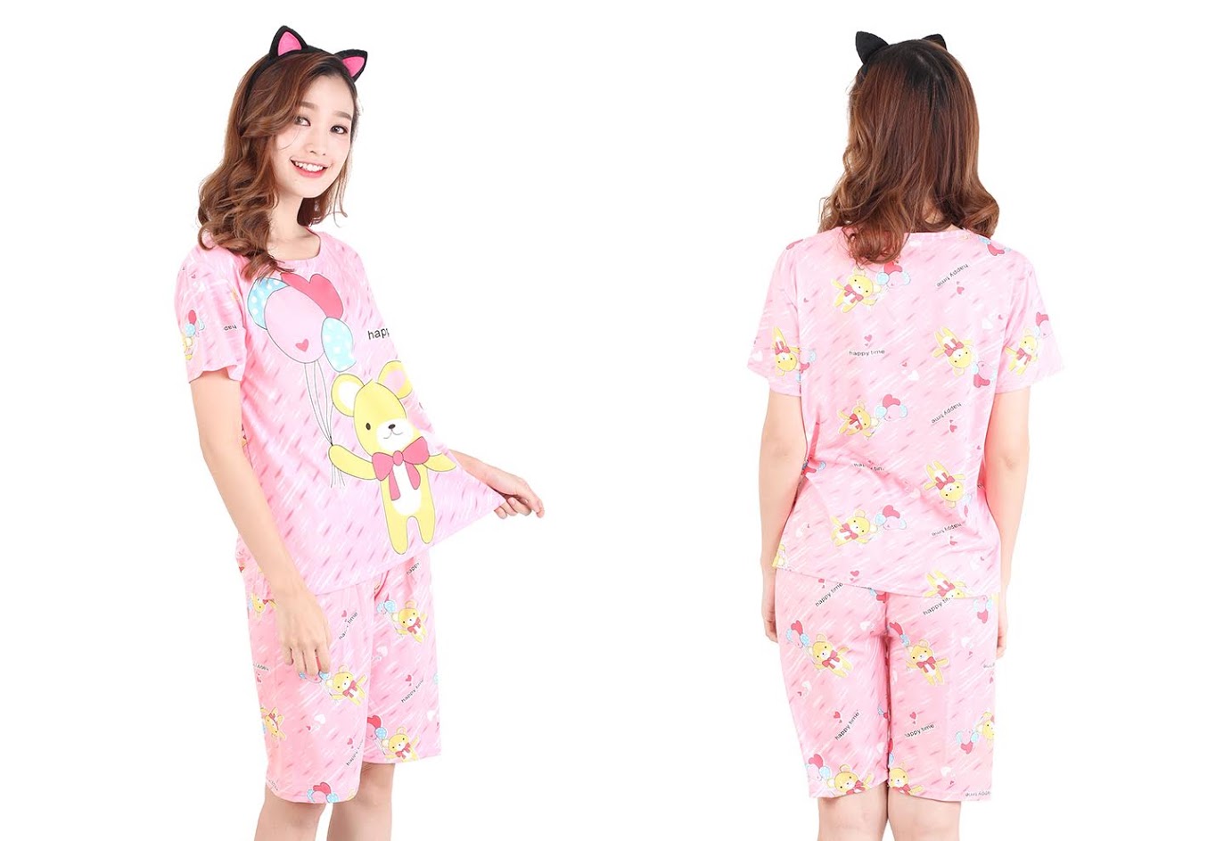 QA-471 Cute Cartoon Sleepwear Pink  Bear