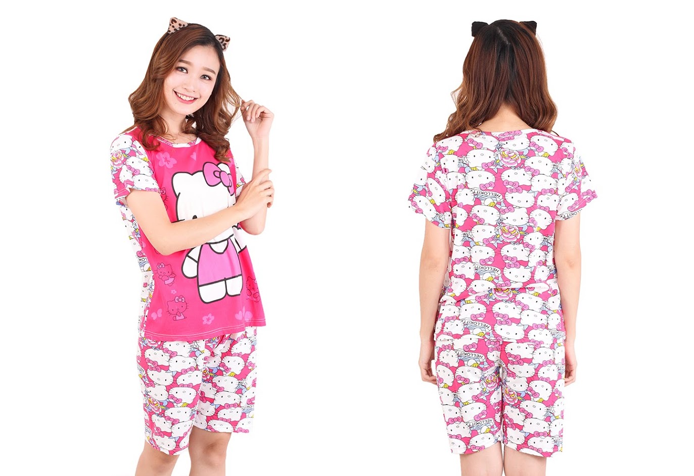 QA-471 Cute Cartoon Sleepwear Pink Hello Kitty