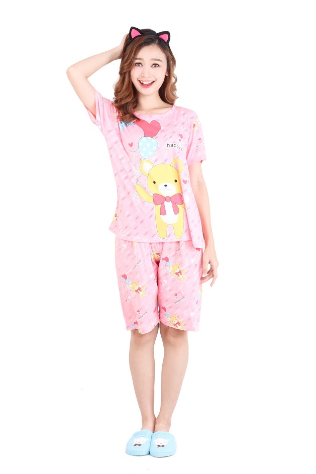 QA-471 Cute Cartoon Sleepwear Pink  Bear