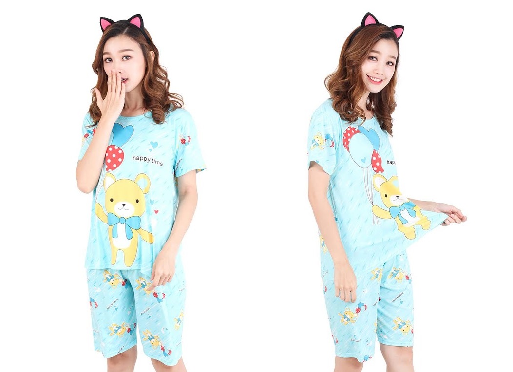 QA-471 Cute Cartoon Sleepwear Blue Bear