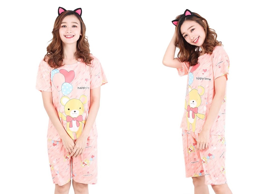 QA-471 Cute Cartoon Sleepwear Peach Bear