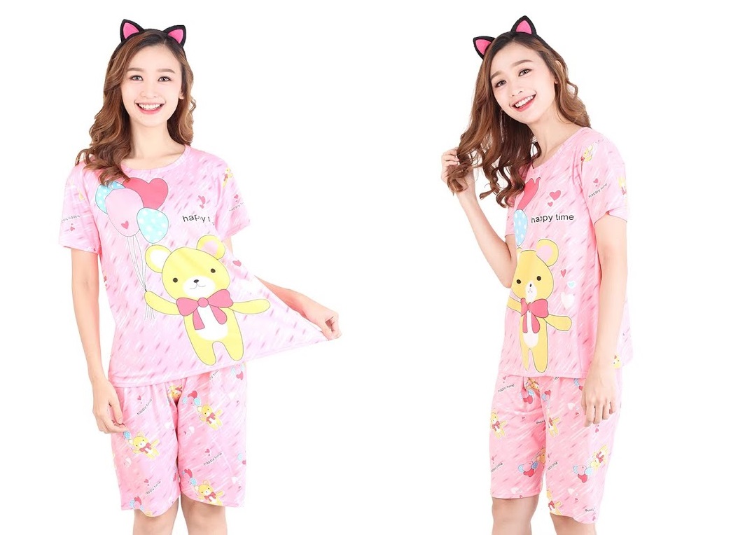 QA-471 Cute Cartoon Sleepwear Pink  Bear