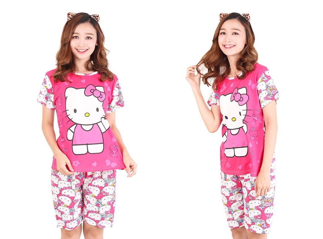 QA-471 Cute Cartoon Sleepwear Pink Hello Kitty