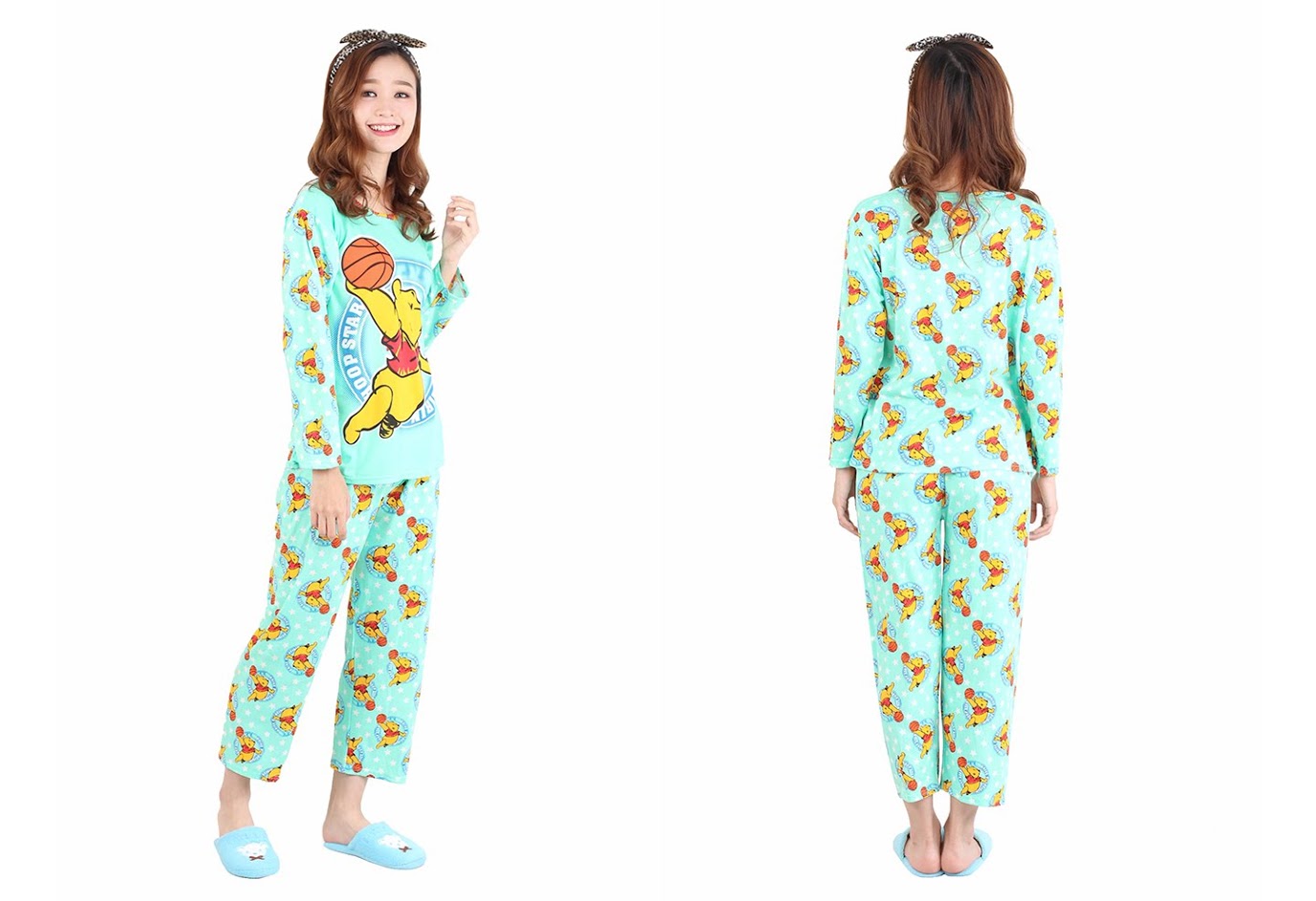 QA-472 Cute Long Sleeves Sleepwear Green Pooh