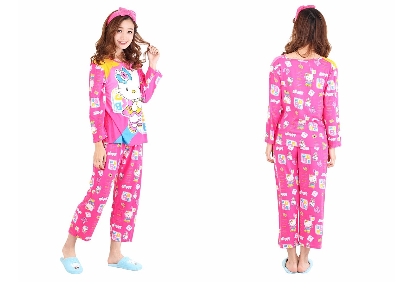 QA-472 Cute Long Sleeves Sleepwear Pink Hello Kitty