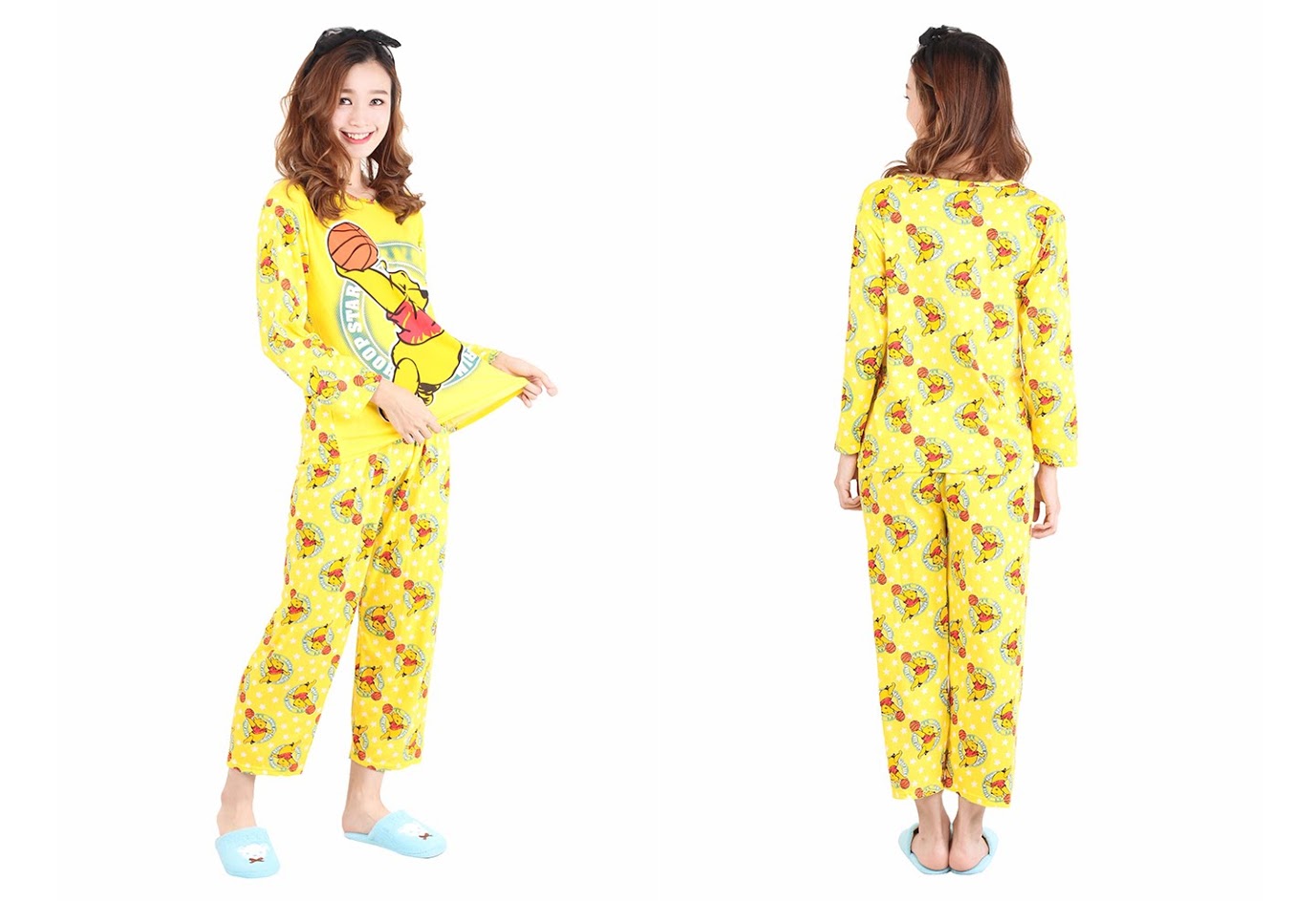 QA-472 Cute Long Sleeves Sleepwear Yellow Pooh