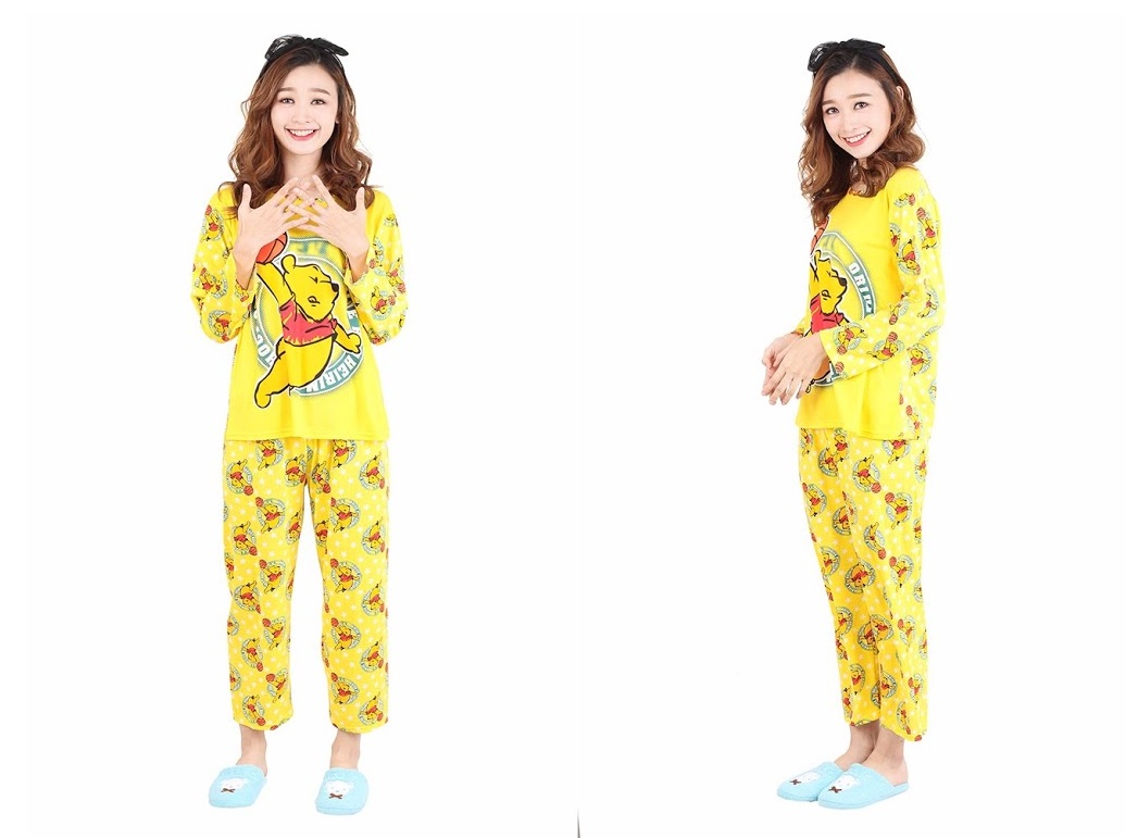 QA-472 Cute Long Sleeves Sleepwear Yellow Pooh