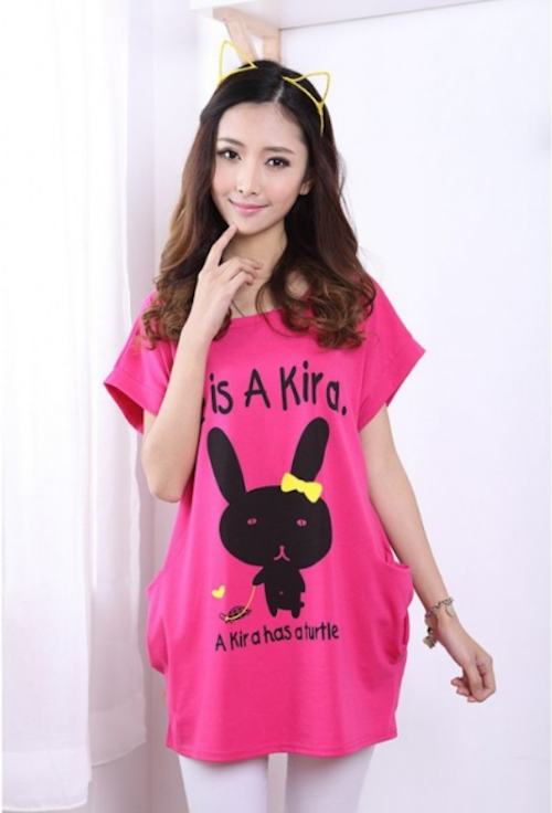 WT21741 Cute Bunny Top Pink