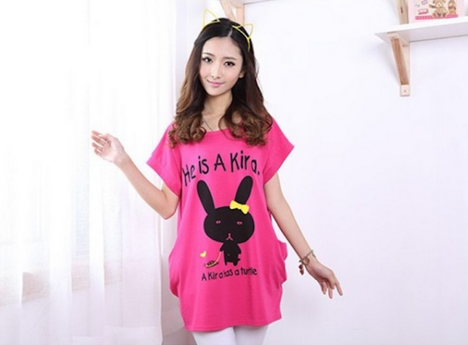 WT21741 Cute Bunny Top Pink