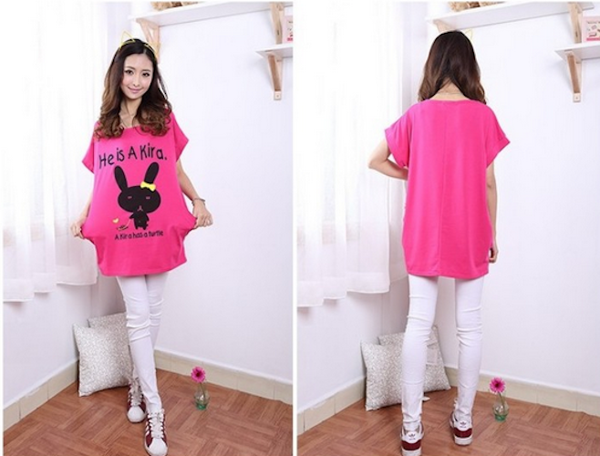 WT21741 Cute Bunny Top Pink