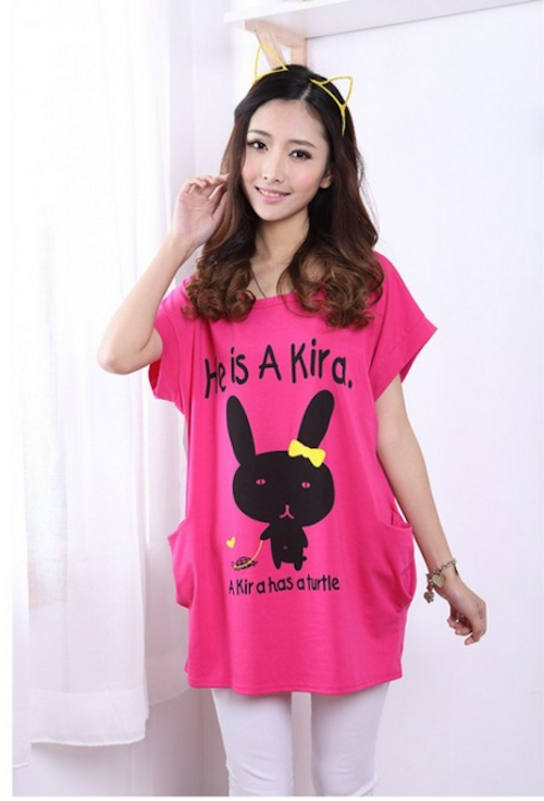 WT21741 Cute Bunny Top Pink