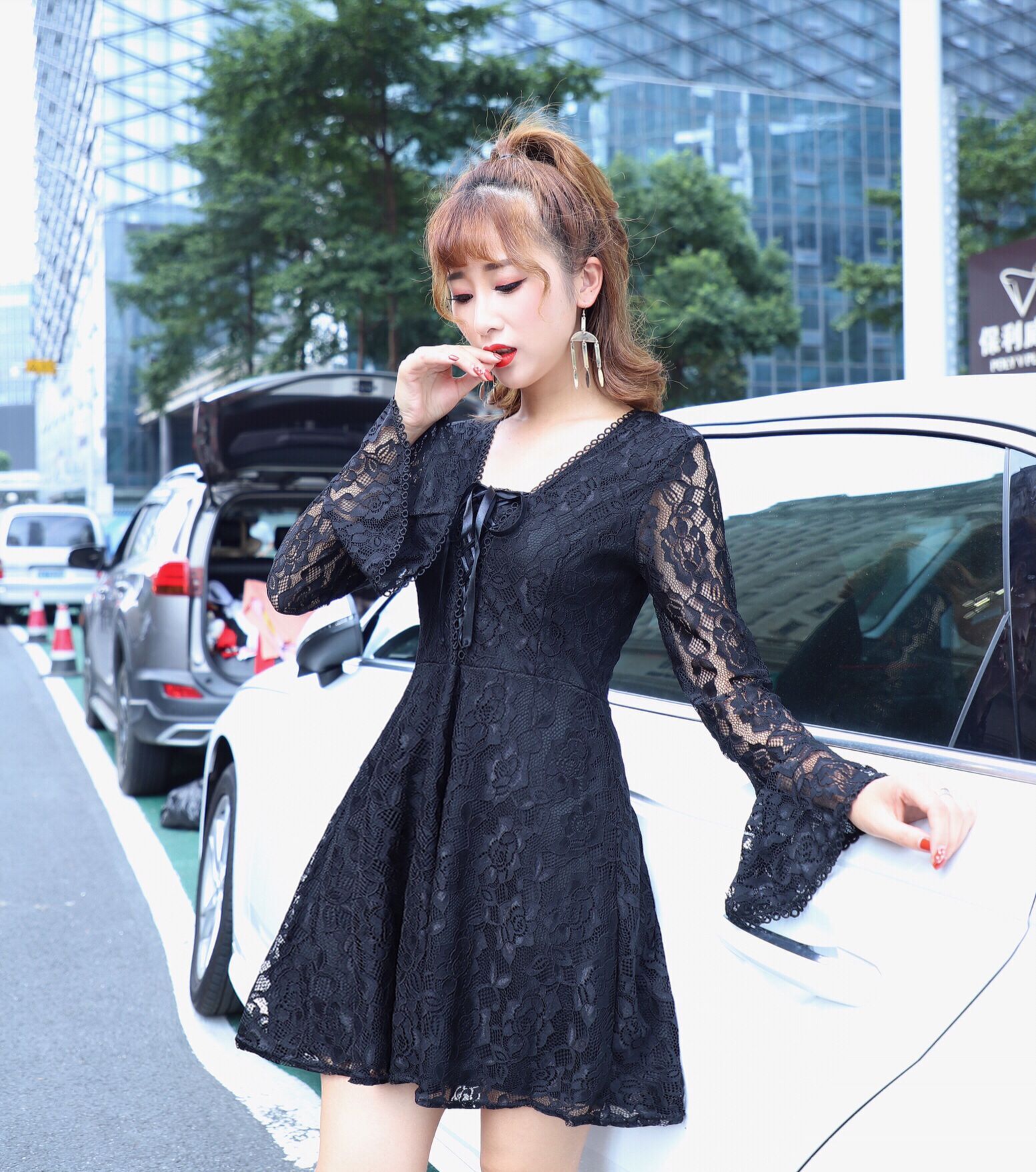 GW2314 Lovely Lace Dress Black