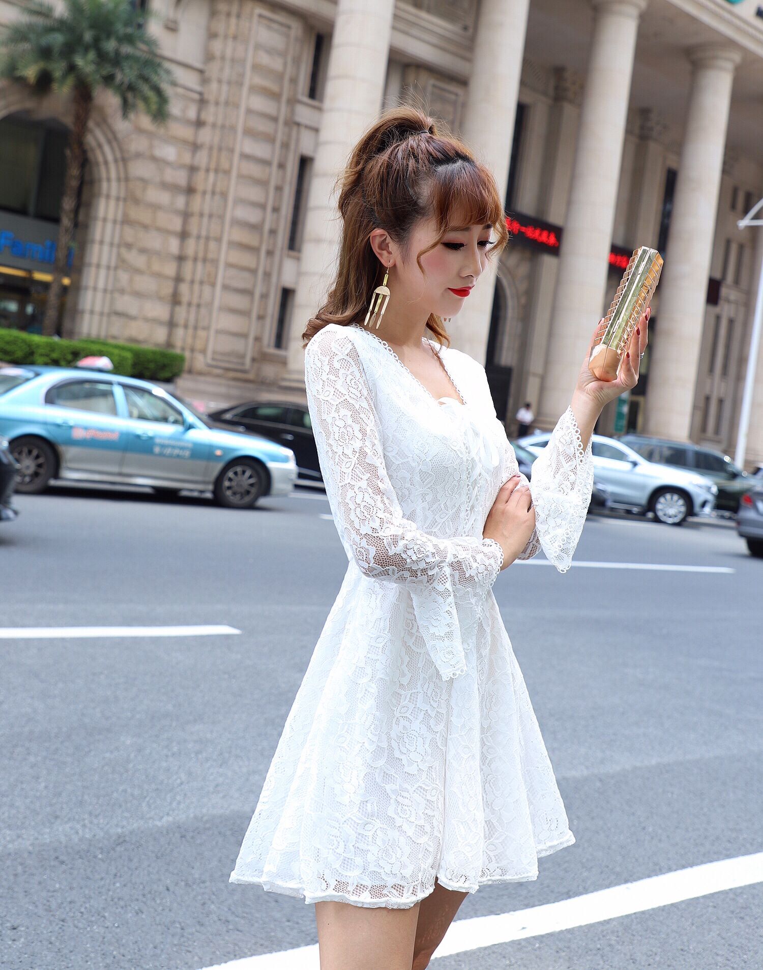 GW2314 Lovely Lace Dress White