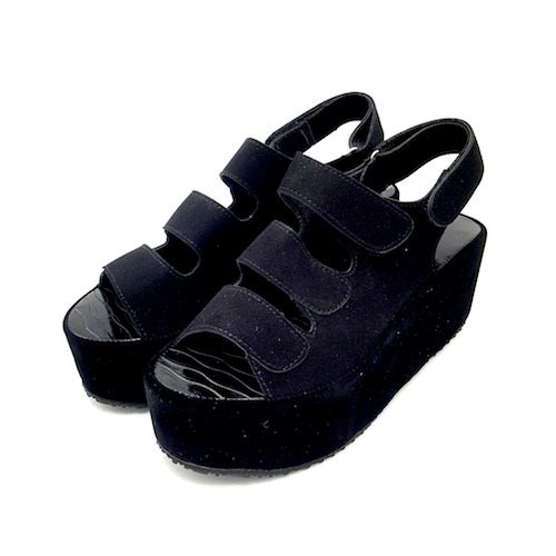 HA020 Strappy Wedges Black