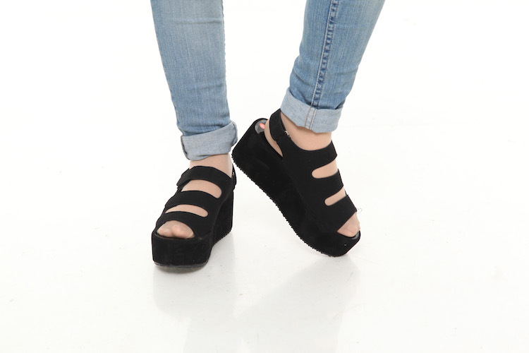 HA020 Strappy Wedges Black