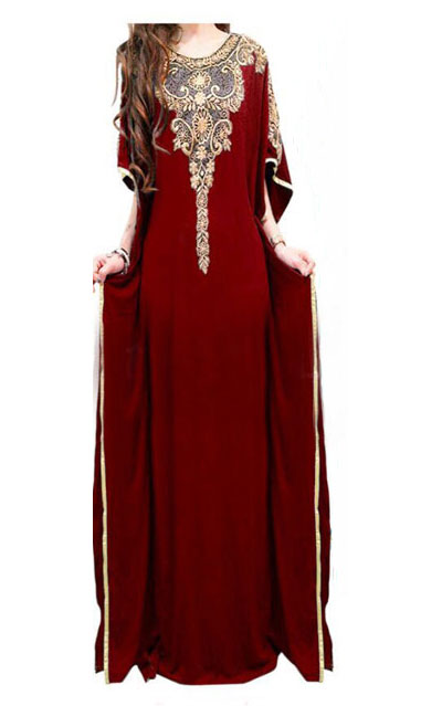 JW5001 Quality Batwing Dress Maroon