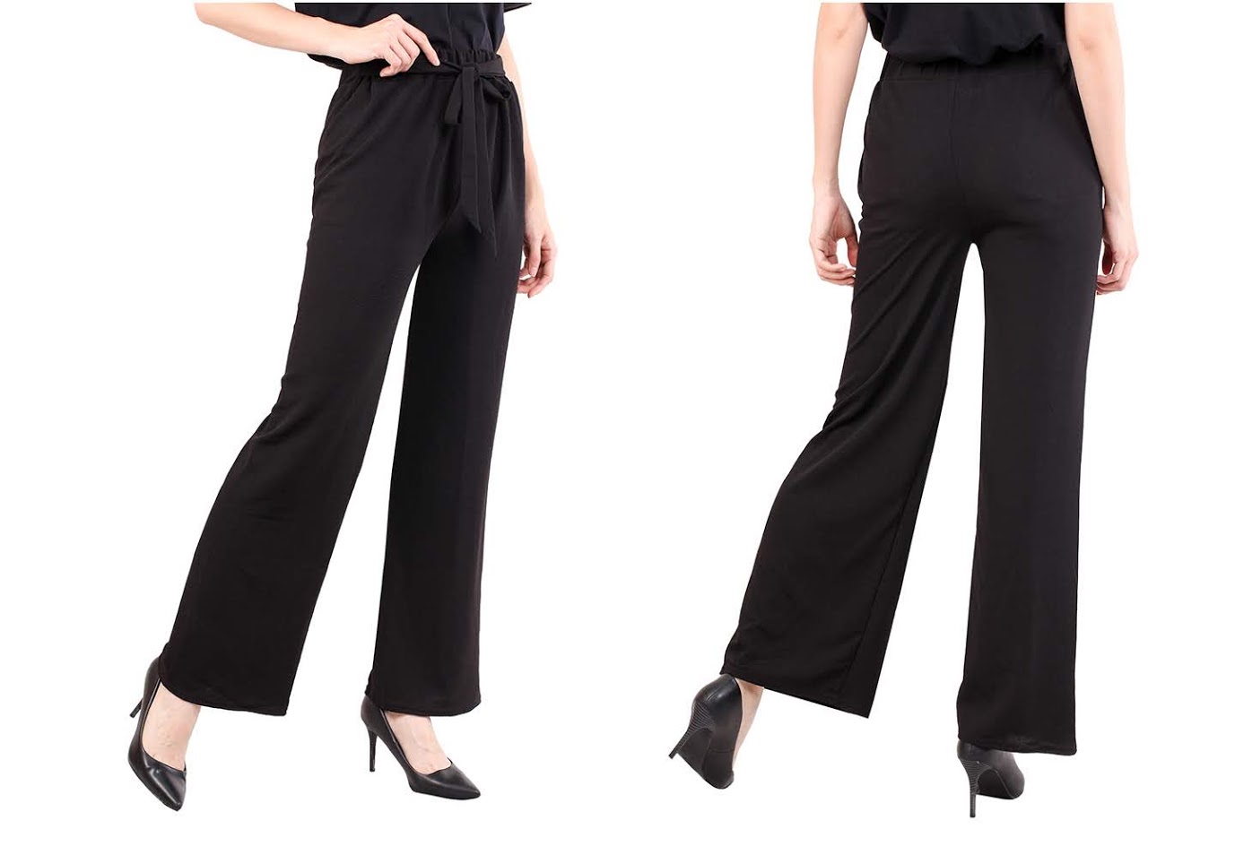 QA-474 Bow Tie Casual Pant Black