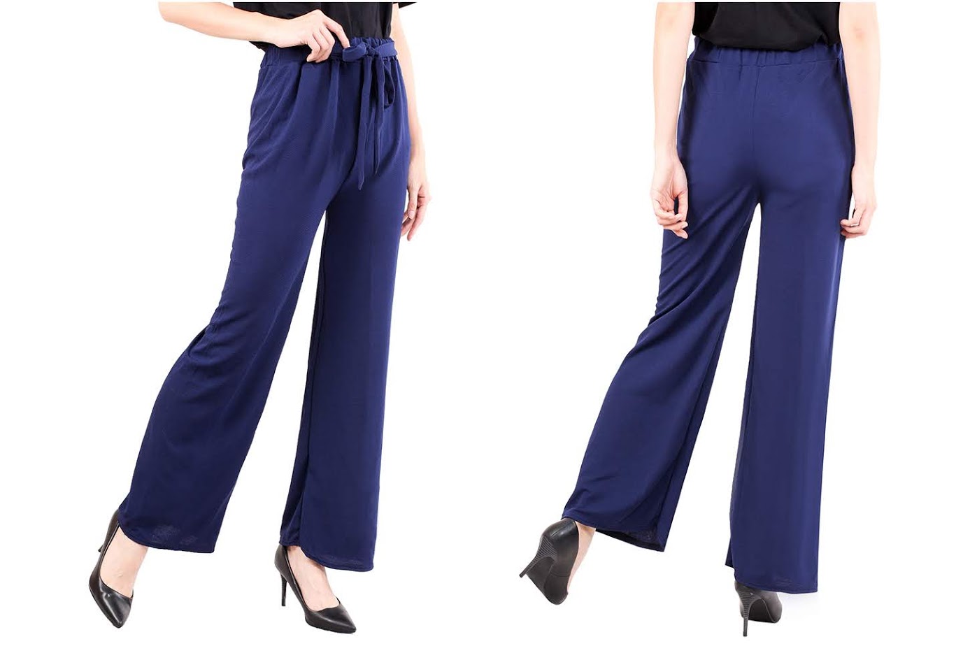 QA-474 Bow Tie Casual Pant Blue