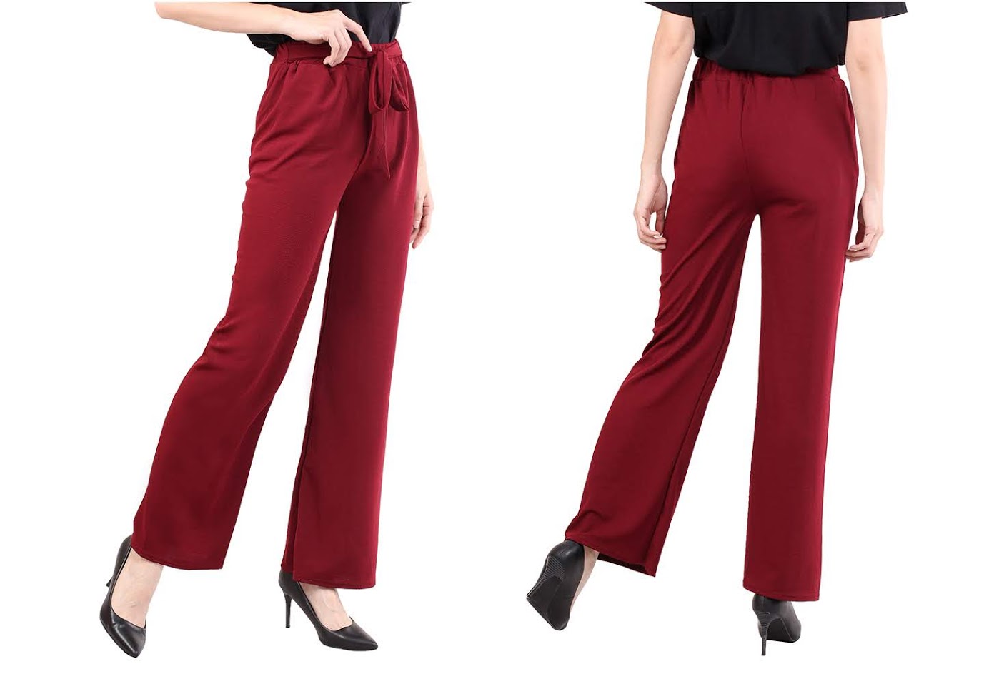 QA-474 Bow Tie Casual Pant Maroon