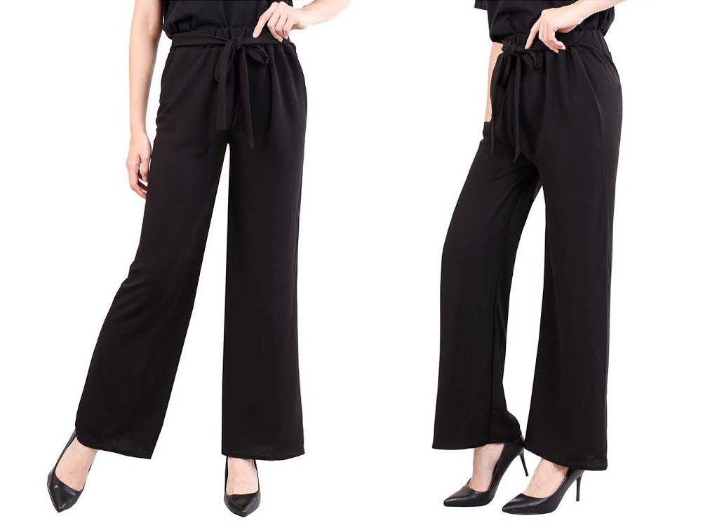 QA-474 Bow Tie Casual Pant Black