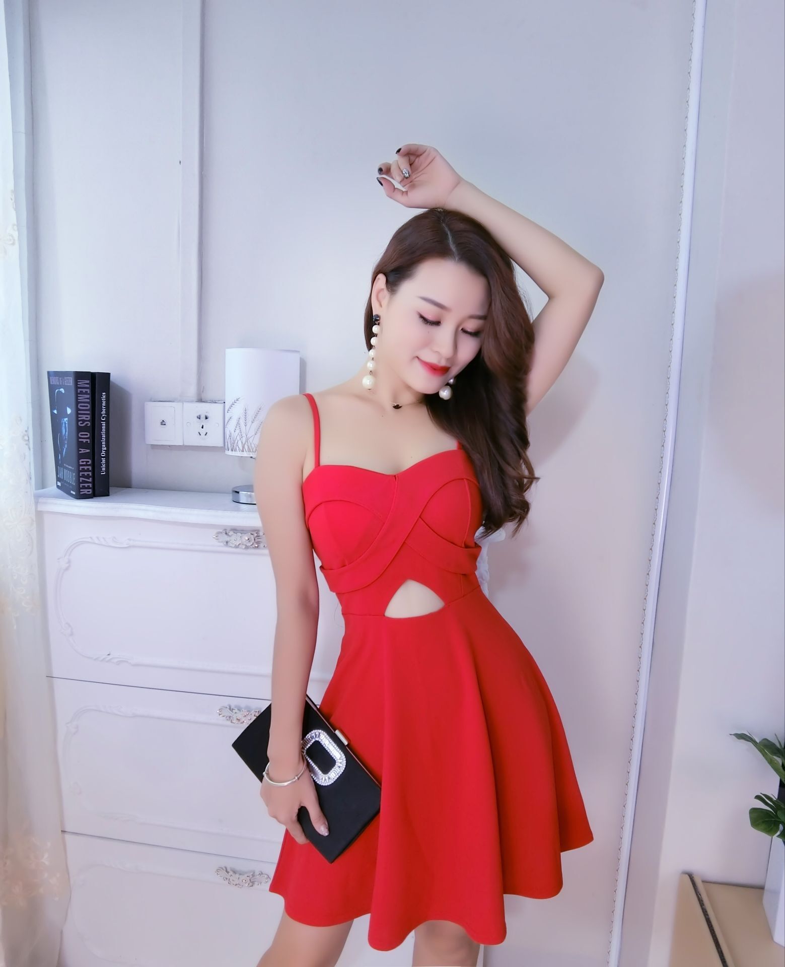 GW2317 Charming Strap Dress Red