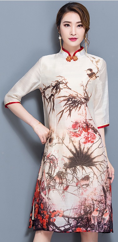 WC7667 Folk Classic Design Cheongsam As Picture