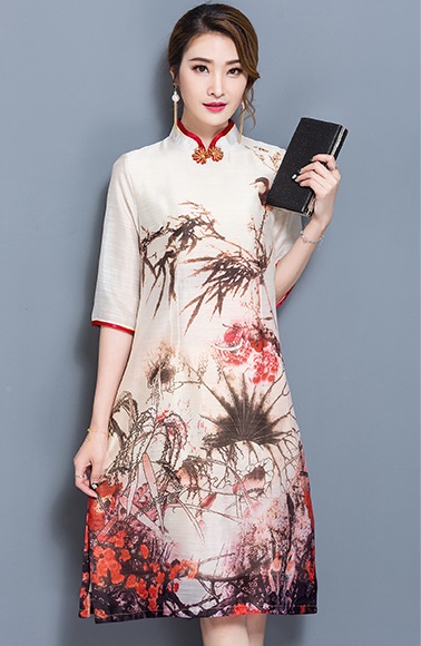 WC7667 Folk Classic Design Cheongsam As Picture