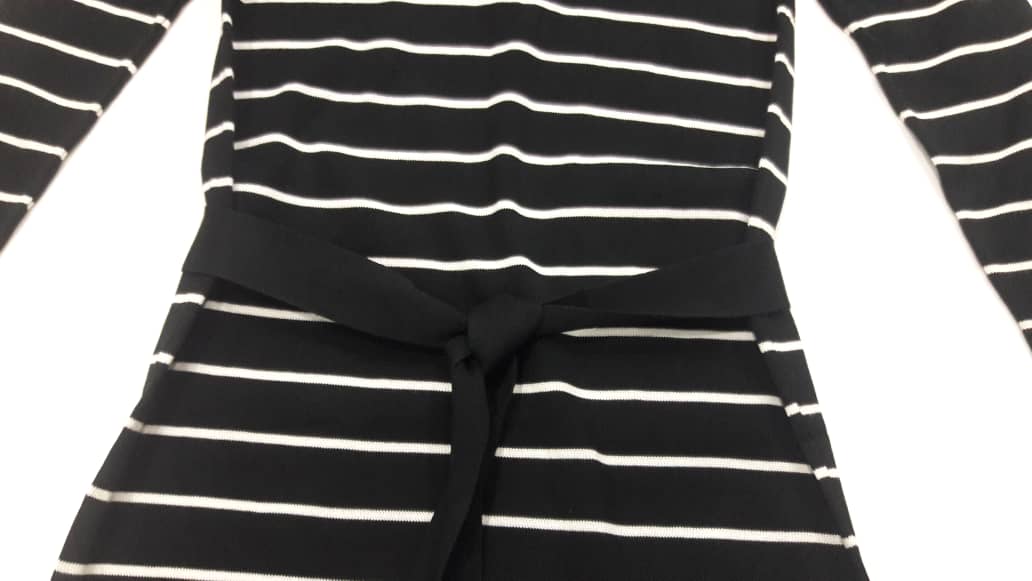 WD7689 Women's Striped Casual Dress Black