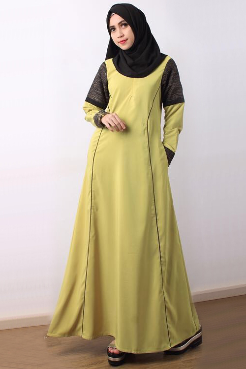 JW5057 Fashion Dress Green Mustard