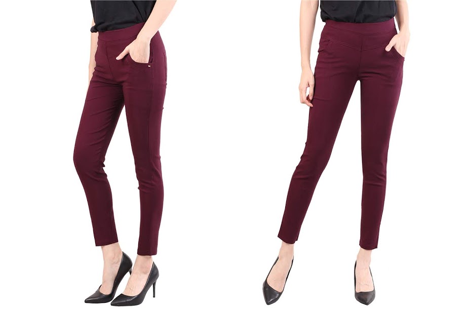 QA-482 Women Plus Size Pants Maroon