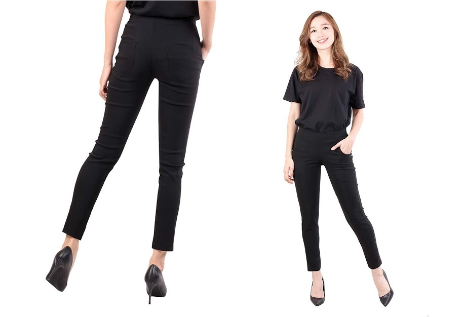 QA-482 Women Plus Size Pants Black