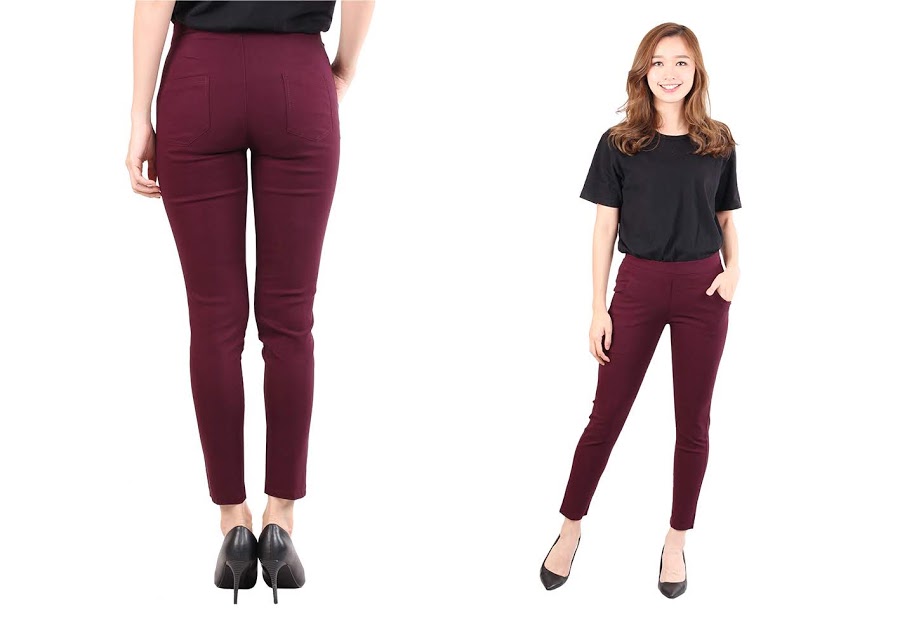 QA-482 Women Plus Size Pants Maroon