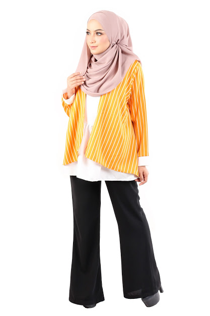 QA-484 Modern Striped Women Blouse Orange