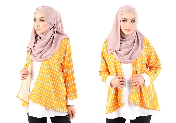 QA-484 Modern Striped Women Blouse Orange