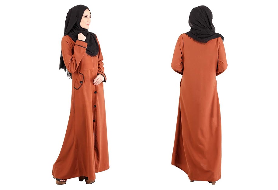 QA-486 Muslimah Stylish Jubah Brown