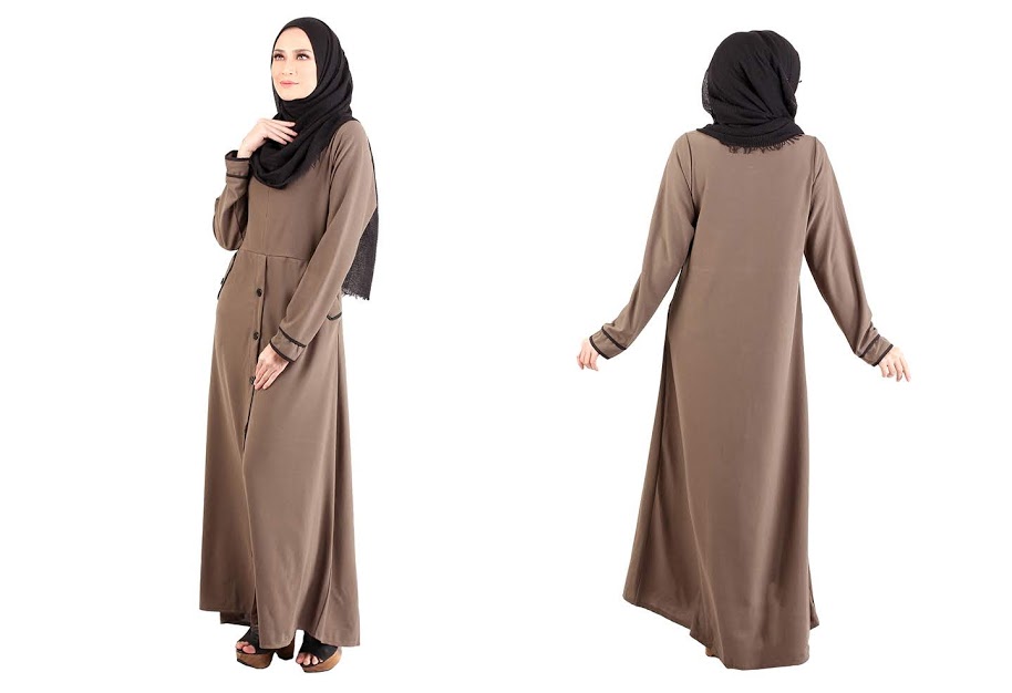 QA-486 Muslimah Stylish Jubah Coffee