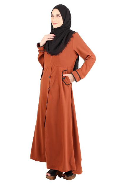 QA-486 Muslimah Stylish Jubah Brown