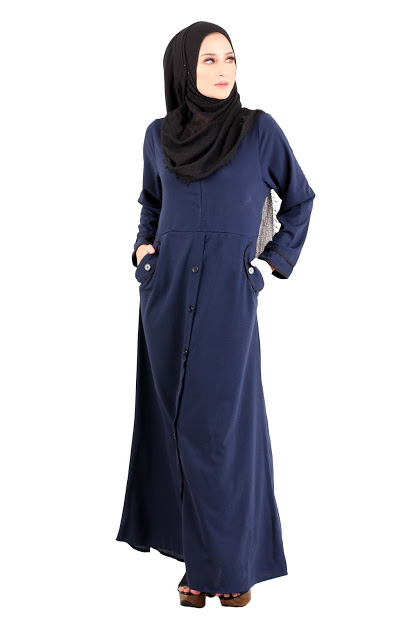 QA-486 Muslimah Stylish Jubah Navy Blue