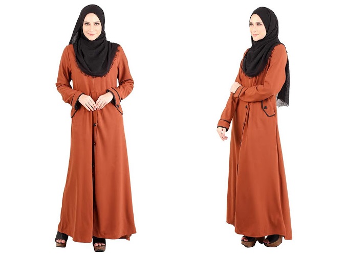 QA-486 Muslimah Stylish Jubah Brown