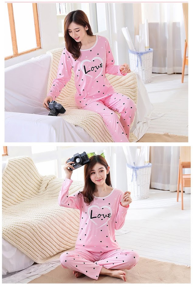 QA-487 Cute Printed Sleepwear Pink Love