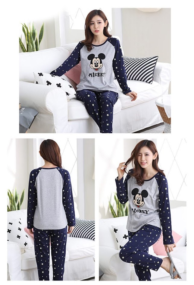 QA-487 Cute Printed Sleepwear Blue Mickey