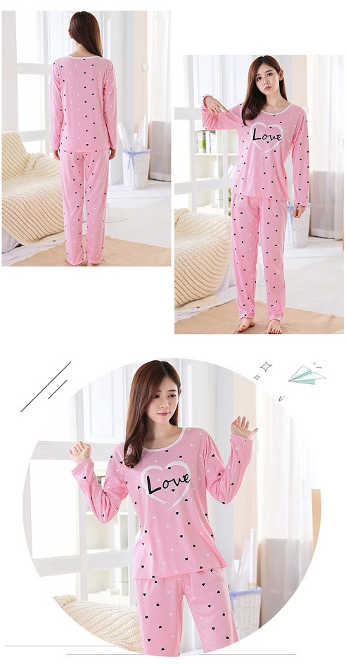 QA-487 Cute Printed Sleepwear Pink Love