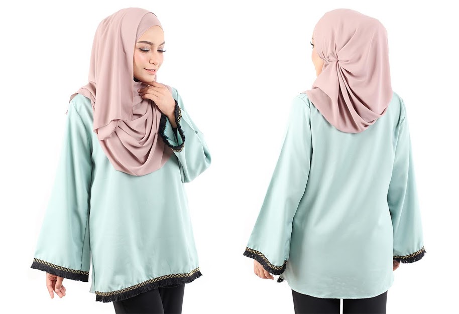 QA-488 Lovely Muslimah Blouse Tiffany Blue