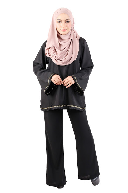 QA-488 Lovely Muslimah Blouse Black